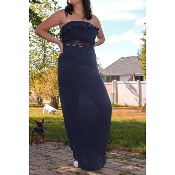 shoulderless maxi dress